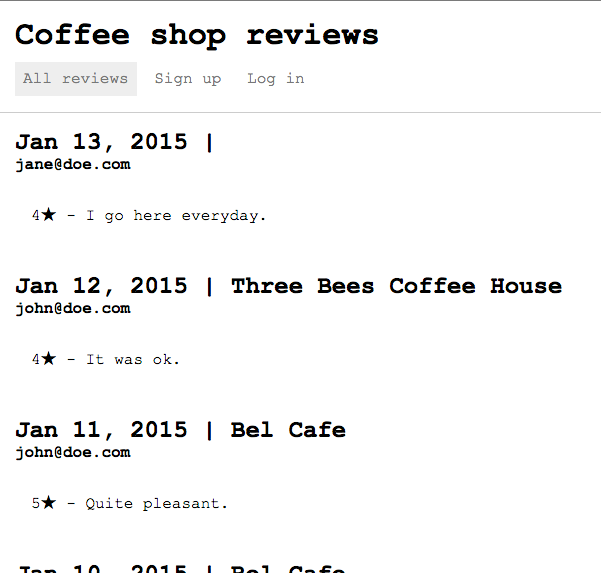 Introducing the Shop Reviews app | LoopBack Documentation